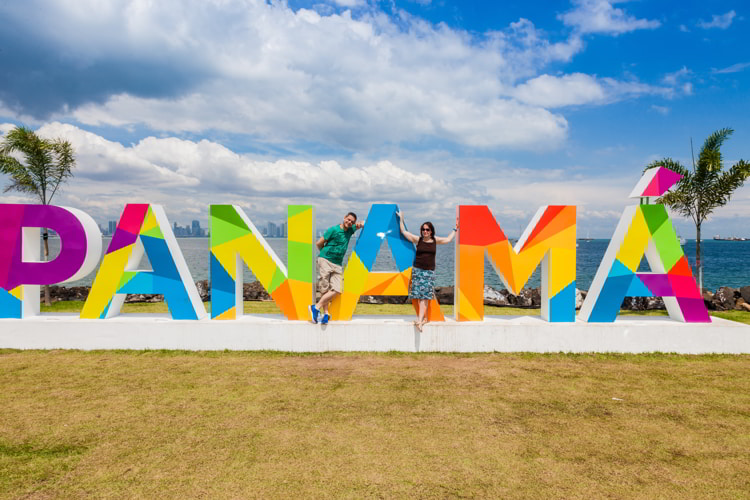 Panama lettering on the Causeway in Panama City