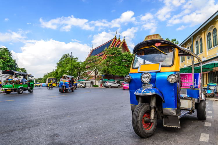 Blue Tuk Tuk, Thai traditional taxi in Bangkok Thailand