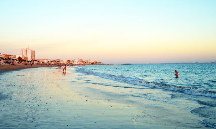 Costilla beach at sunset, Rota, Costa de la Luz Cadiz, Spain