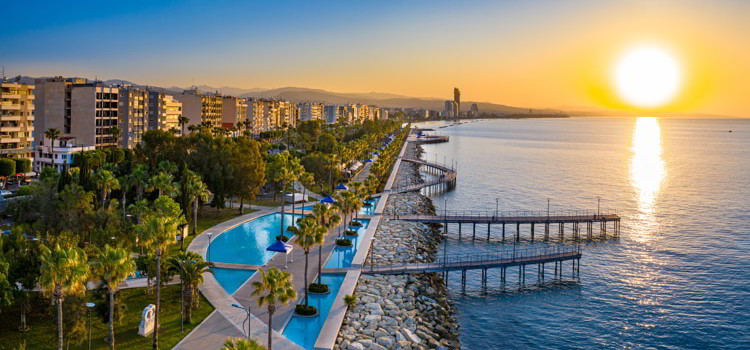 Sunrise over the Mediterranean sea in Cyprus