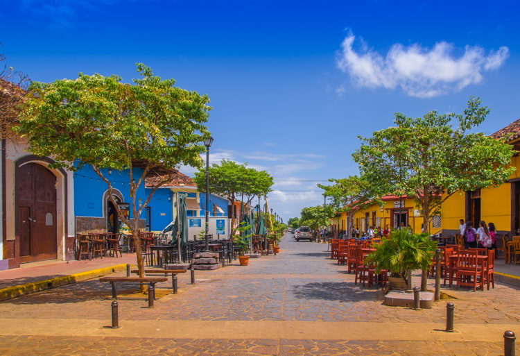 Colorful street in Granada, Nicaragua