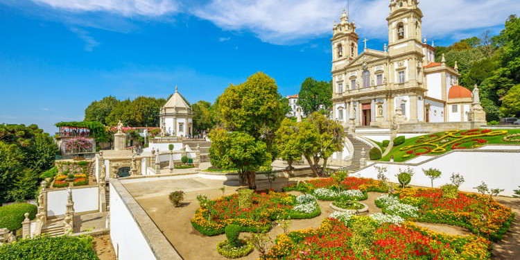 Historic Church of Bom Jesus do Monte and her public garden in Braga Portugal. best places to retire 2024