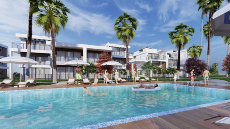 A condo with a large pool in Northern Cyprus