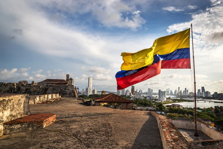 Colombian flag in the Cartagena