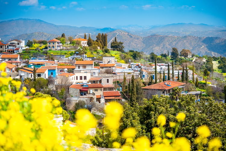 Amazing view of famous landmark tourist destination valley Pano Lefkara village, Larnaca, Cyprus