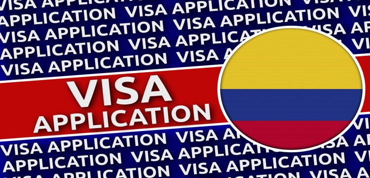 Colombia Circular Flag with Visa Application Titles