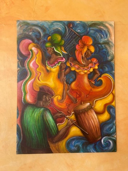A Caribbean dance painted by Cynthia 