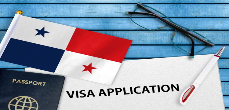 Visa application form and flag of Panama
