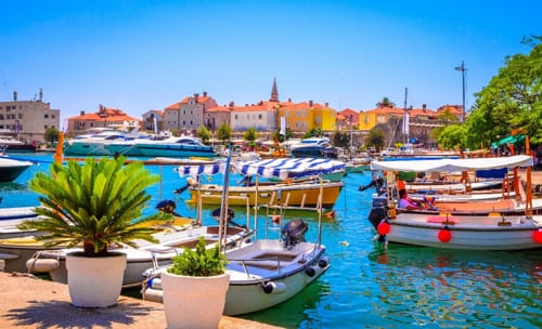 A pier with boats in Montenegro