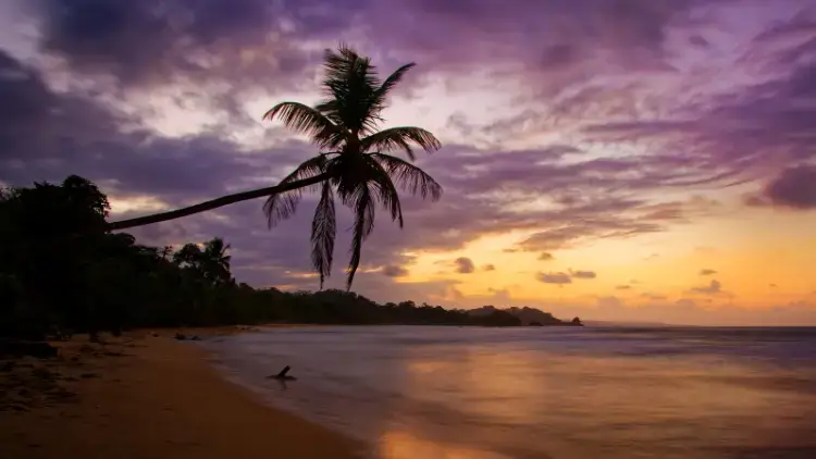 Evening scenery on the beach in Bocas del Toro, Panama