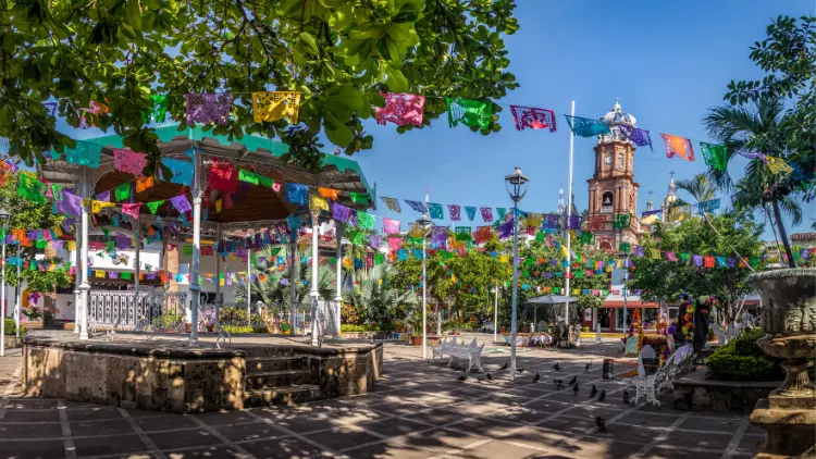 Main square and Our Lady of Guadalupe church - Puerto Vallarta, Mexico