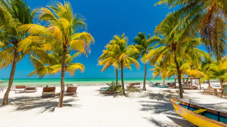 Tropical beach setting on Isla Holbox, Mexico