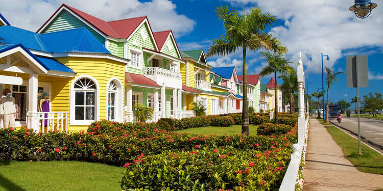 Colorful wooden houses in the Dominican Republic.