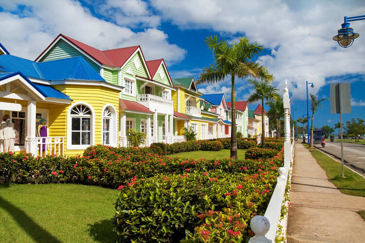 Colorful wooden houses in the Dominican Republic.