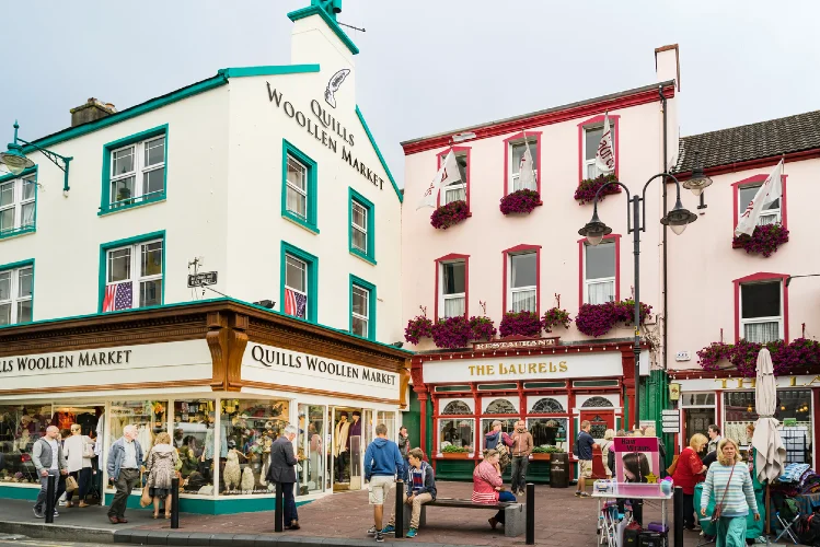 View of a shopping street in the center of Killarney, Ireland. Cost of Living In Ireland