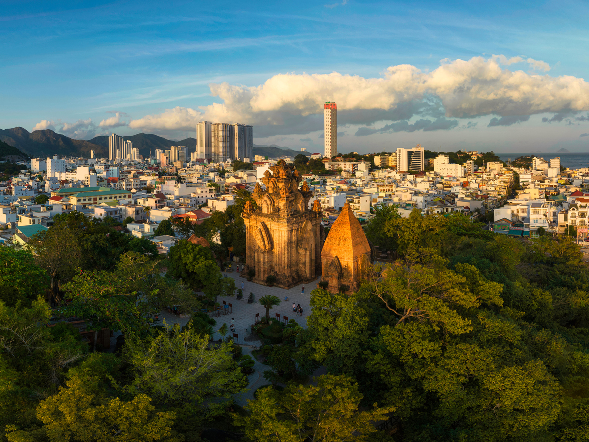 Sunset view of Ponagar Tower in Nha Trang, Vietnam.