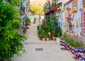 A beautifully decorated street in Alicante, Santa Cruz. Spain.