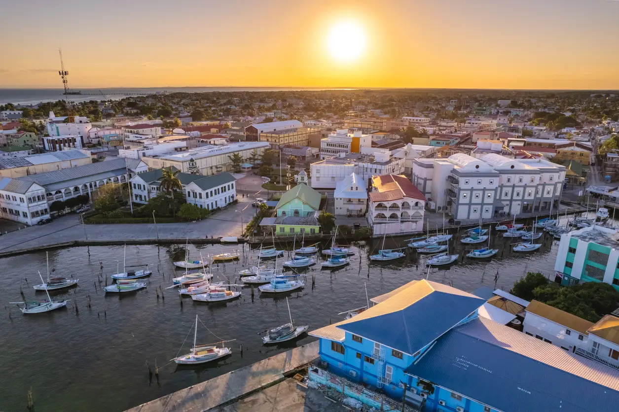 Aerial photo of Belize City.