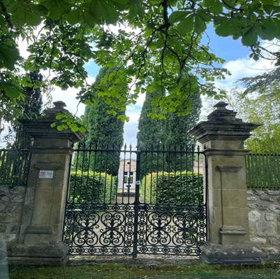 The entry gate to the Atkinson’s dream home