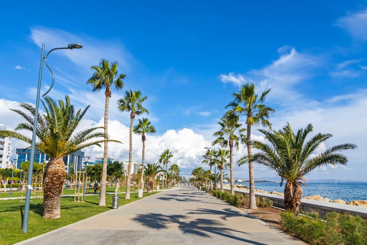 Promenade alley at Molos Park in center of Limassol Cyprus