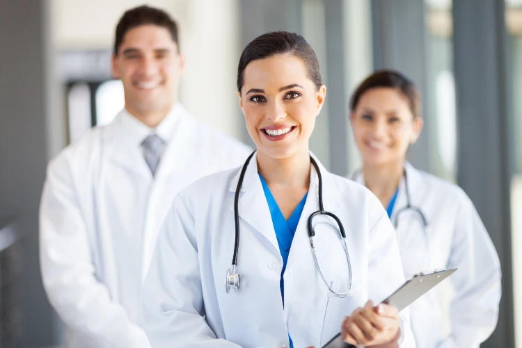 Group of medical workers portrait in hospital