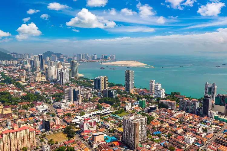 Aerial view of Georgetown, Penang, Malaysia