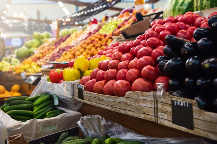 Vegetable farmer market counter