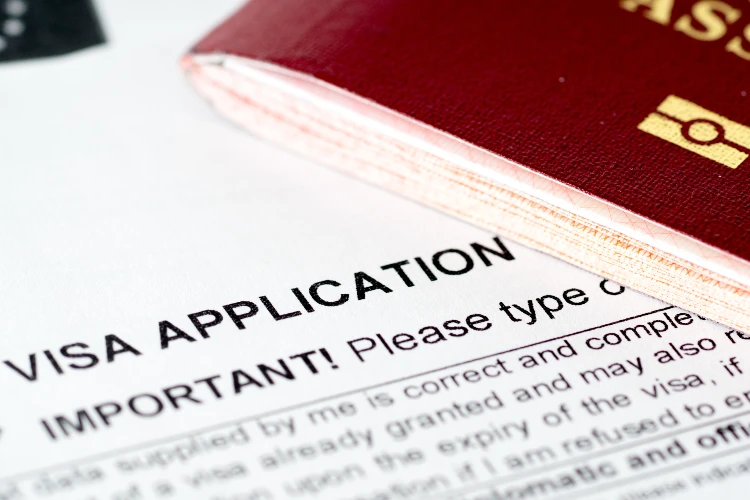 European Union visa application form with passport