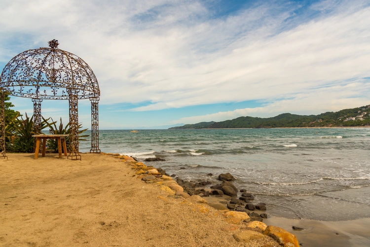 Sunny and warm summer beach views in Sayulita Mexico