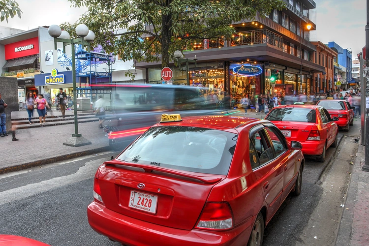 Red taxis in San Jose, Costa Rica
