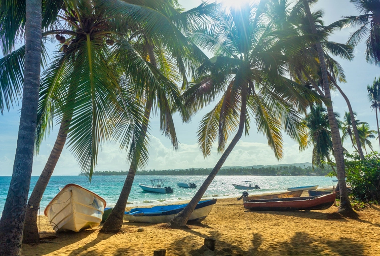 Tropical Beach In Dominican Republic, Las Terrenas. property in paradise. travel to the dominican republic