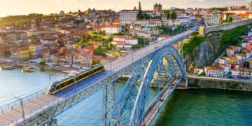 Bridge in Porto, Portugal. golden era of travel