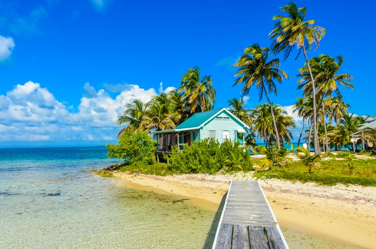 Paradise beach on island caye Carrie Bow Cay Field Station, Caribbean Sea, Belize