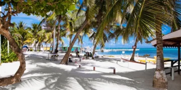 Beautiful caribbean sight with turquoise water in San Pedro, Belize. Live in Belize