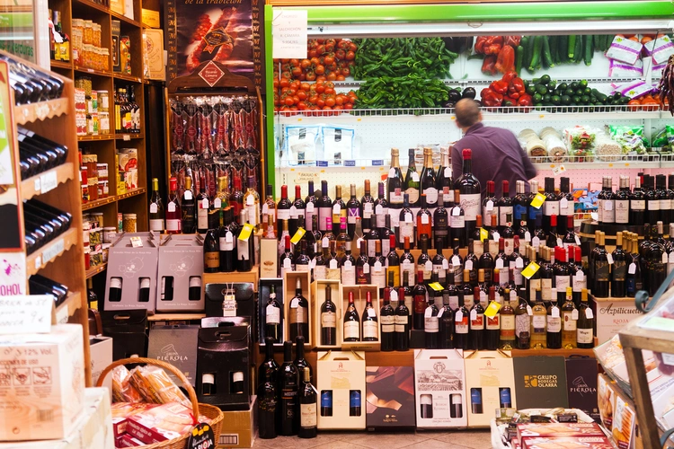 A customer in a local shop in Logroño Spain