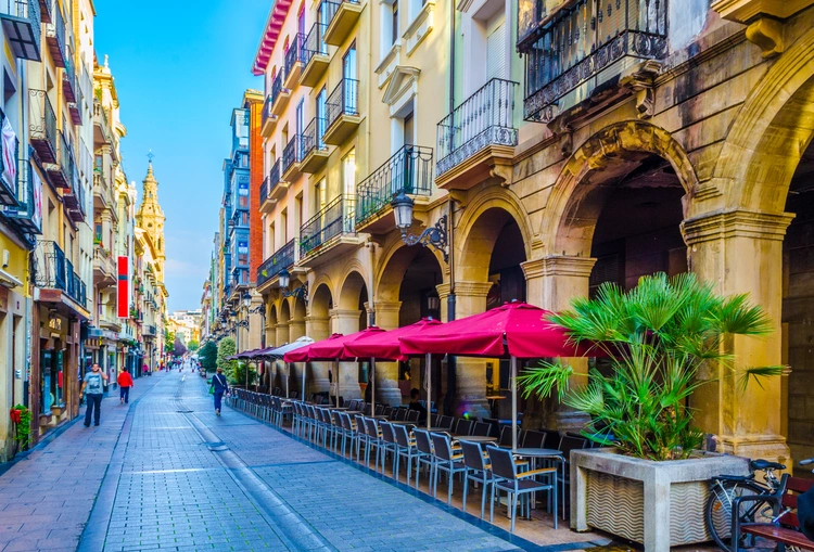 People strolling in a street in Logrono Spain