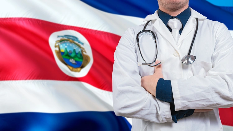 Costa Rica national health concept, Health and care with flag of Costa Rica
