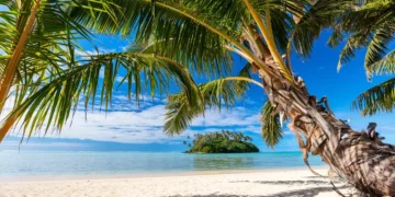 Beautiful tropical beach at exotic island in Pacific