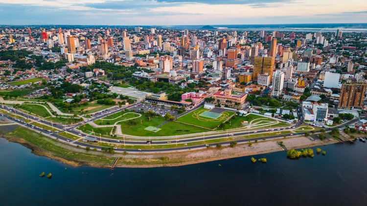 Aerial Drone Fly Above Asuncion City. cost of living in Paraguay