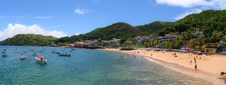 Panoramic view of a beach town in Panama, Isla Taboga
