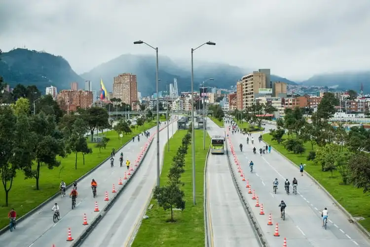 A view of Bogota´s cycle path, in Colombia