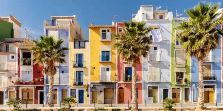 Colorful homes in Mediterranean village of Villajoyosa