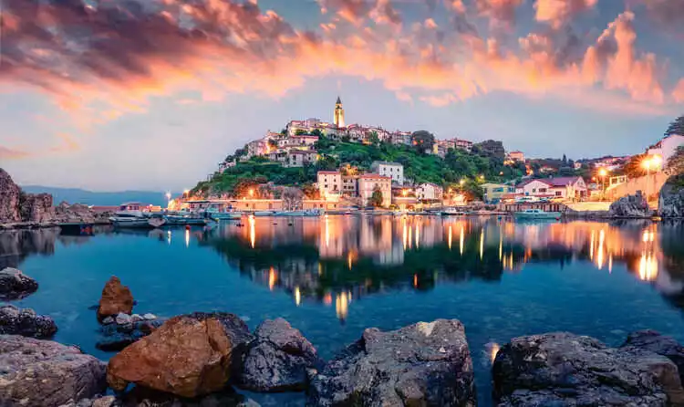 Summer seascape of Adriatic sea, Krk island, Croatia Europe