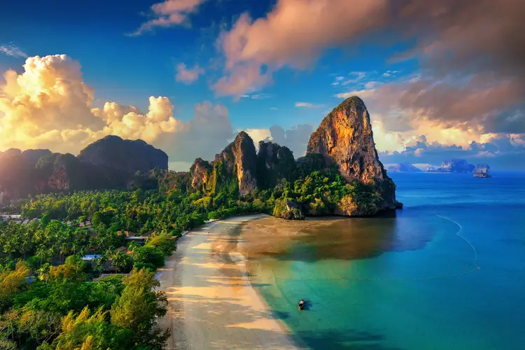 Aerial view of Railay beach in Ao Nang, Thailand. living in thailand Por tawatchai1990