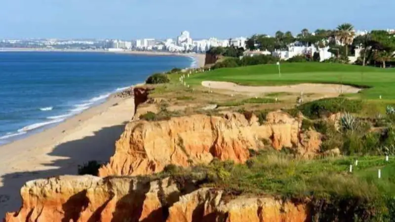 Scenic view of the Algarve coastline in Portugal.