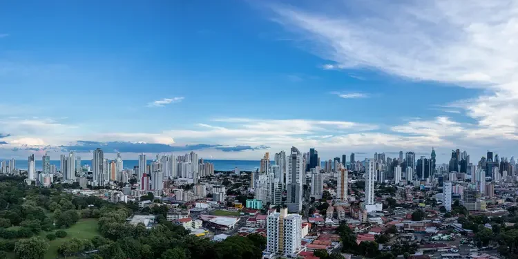 Panoramic view of san francisco and Parque Omar, Panama City, Panama