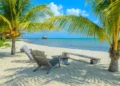 Paradise beach in Placencia, tropical coast of Belize, Caribbean Sea, Central America.