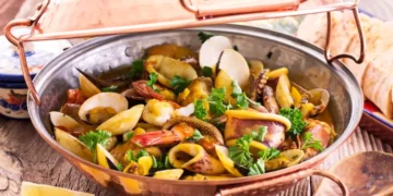 Portuguese dish prepared in a Cataplana