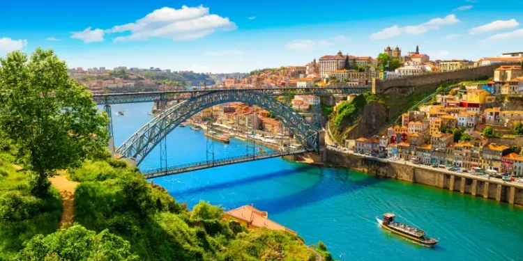 Beautiful view of the city of Porto on a beautiful summer day. Porto, Portugal