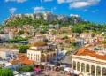 View of the Acropolis from the Plaka, Athens, Greece